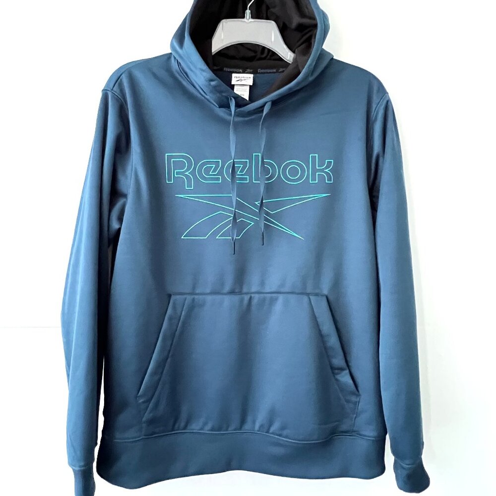 Reebok Hoodie, Box Jump Pullover, Majolica Blue, Size Large, NWTS